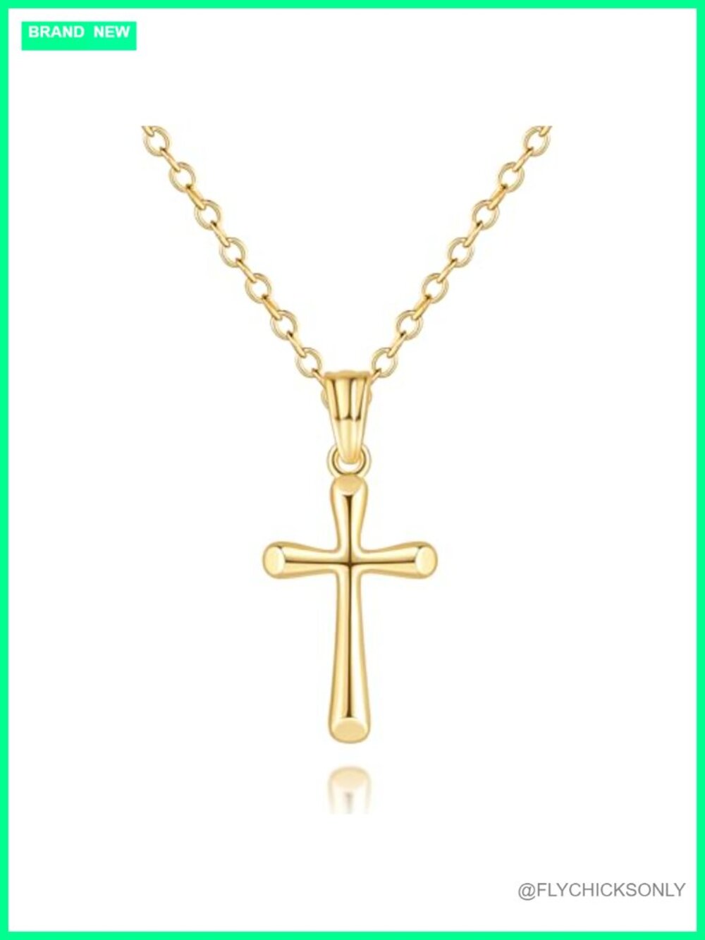 14K Gold Plated Cross Necklace for Women Petite 13x20mm Pendant